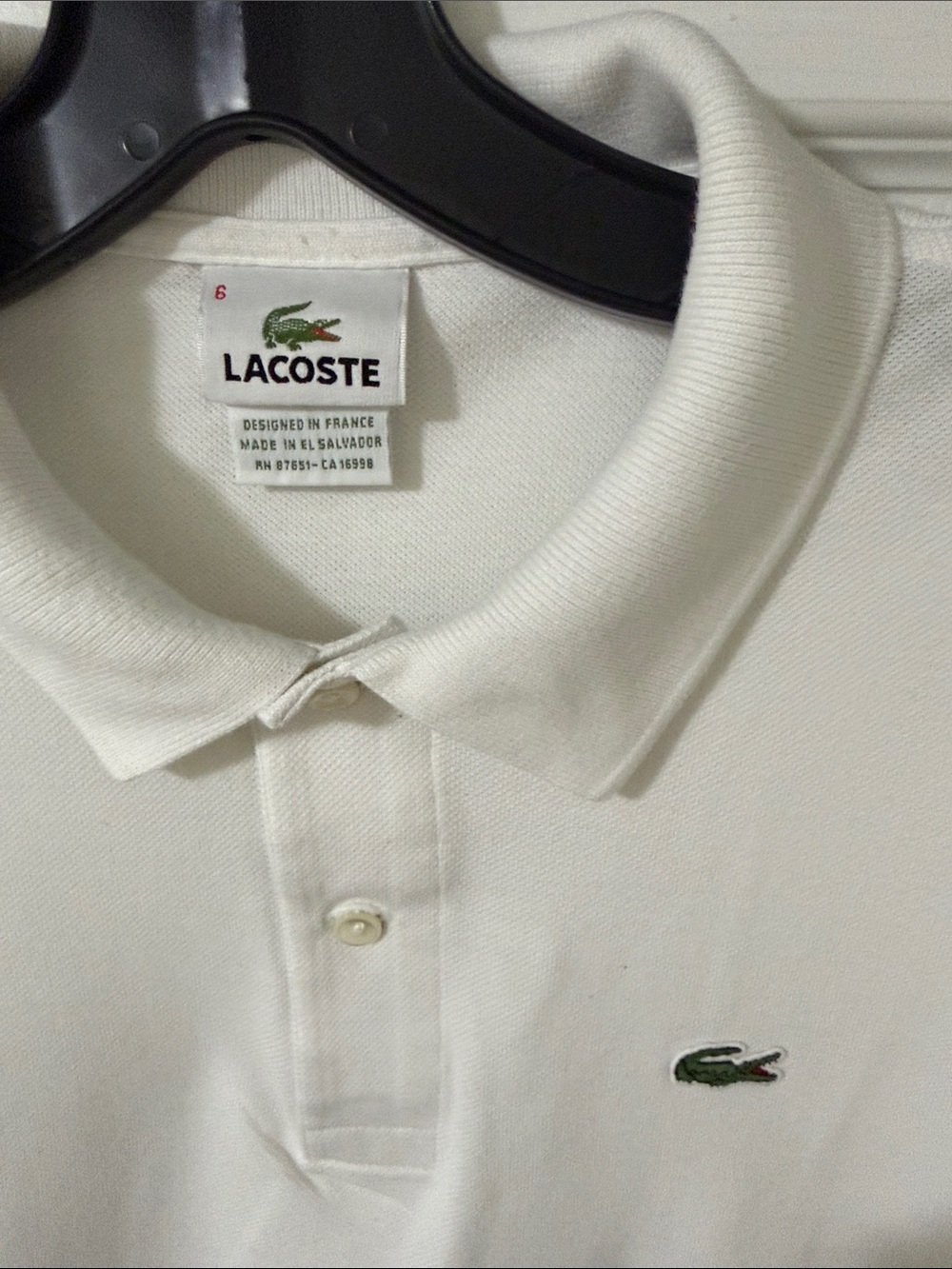 Lacoste Men's White Polo with Green Crocodile Logo - Picture 2 of 6